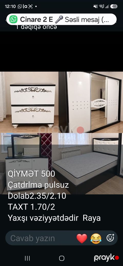 Yataq otağı mebel dəsti Dəst tərkibi: - Taxt: 1.70 m enində, yumşaq — Sumqayıt