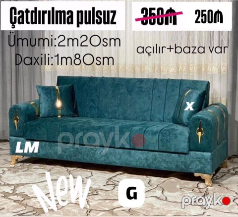 Model: açılan-mexanizimli divan, baza ilə - Ölçülər: ümumi 2 m 20 — Bakı