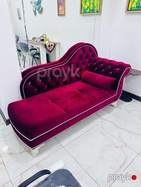 Bordo rəngli velvet şezlong-divan - Klassik çester üslubunda dizayn — Bakı