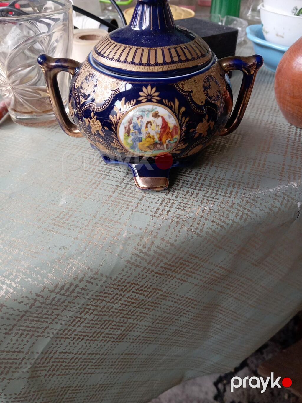 Çay dəsti, rəng - Göy, Farfor, Çexiya — Süfrə qabı, Mehdiabad (3)