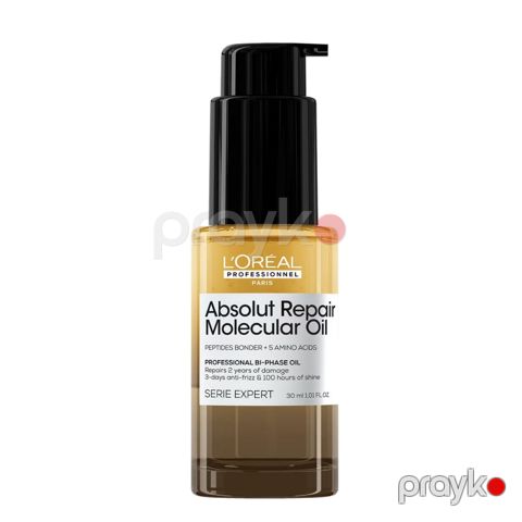 Saçlar üçün iki fazalı yağ L'Oreal Professionnel Absolut Repair Molecular Bi-Phase Oil intensiv bərpaedici, zədələnmiş və quru saçlar üçün, 30 ml - 3474637292430 — Bakı