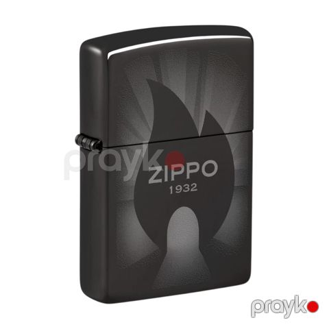 Benzinli alışqan Zippo Flame Icon Design High Polish Black — Bakı