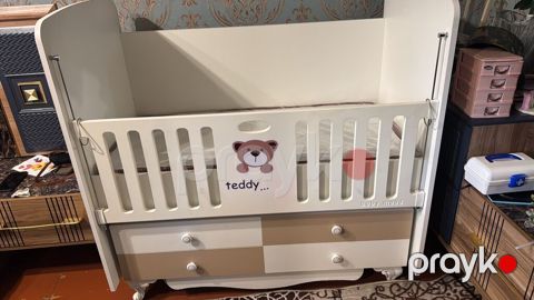 Uşaq beşiyi – “Baby Mood Teddy” modeli - Rəng: ağ və bej tonları - Ön — Bakı
