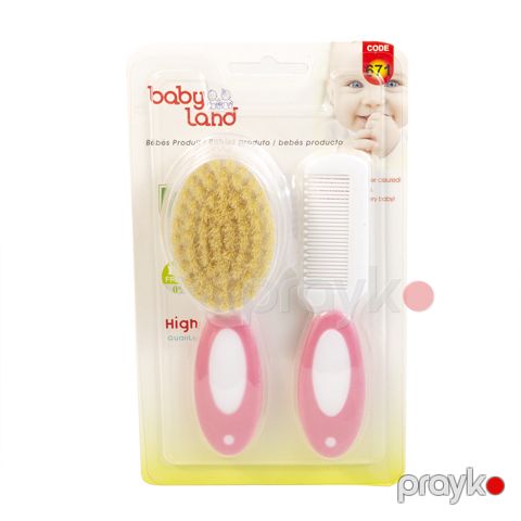 Uşaq üçün daraq dəsti Baby Land çəhrayı/ağ — Bakı
