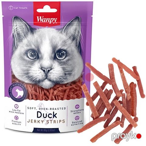 Məzə pişiklər üçün Wanpy Soft Duck Jerky Strips, ördək filesi ilə, 80 q — Bakı