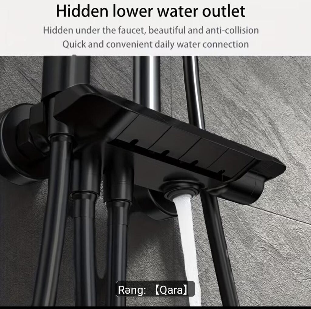 Premium MAT Qara DUŞ Sistemi - Müasir mat qara dizayn - “Piano key” — Kranlar və mıxaçlar, Bakı (5)