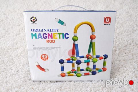 Maqnit konstruktor oyuncağı magnetic Rod 45 parça, uşaqlar üçün İnkişafetdirici Set — Bakı
