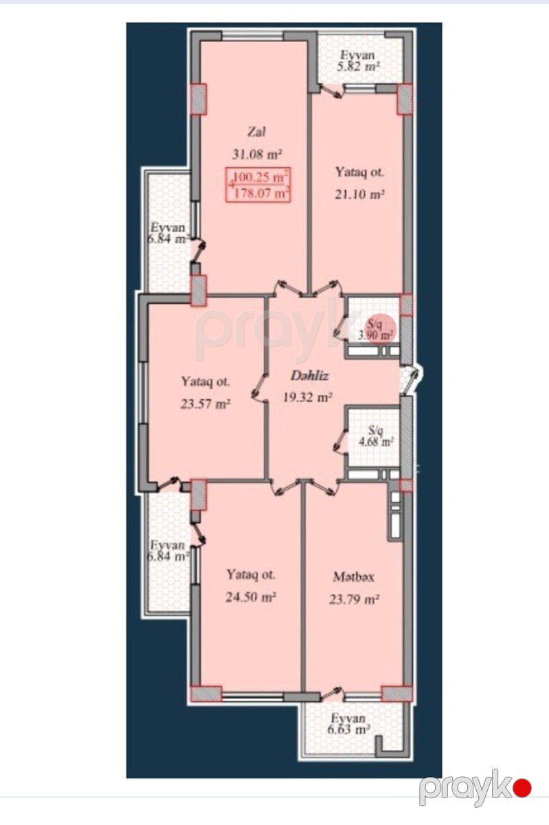 Satılır 4 otaqlı yeni tikili 178 m² — Mənzil, Bakı (6)
