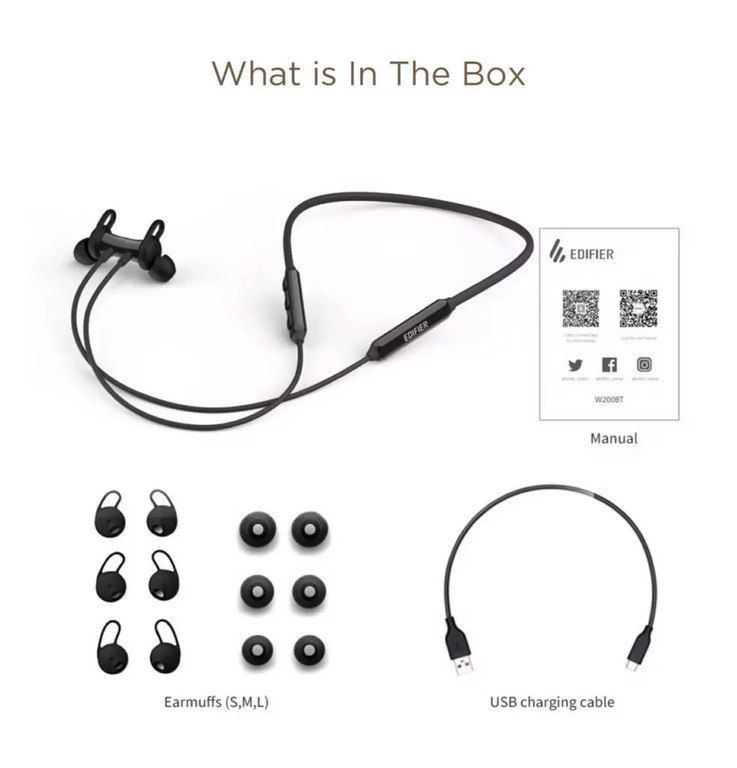 Edifier W200BT Plus - Sports Hanging Neck Wireless Bluetooth Earphone — Səs texnikası, Bakı (8)