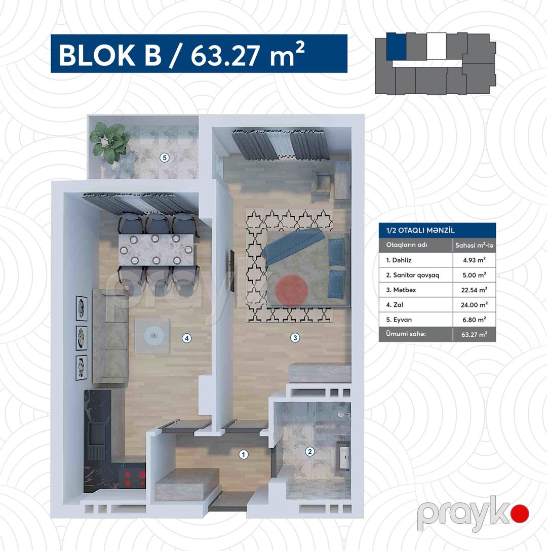 Satılır 2 otaqlı yeni tikili 63.2 m² — Mənzil, Bakı (11)