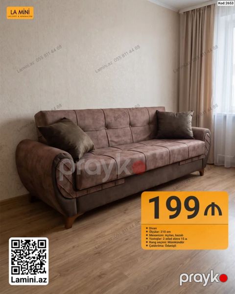 LA Mını divan Xüsusiyyətlər: - Uzunluq: 210 sm - Mexanizm: açılan — Bakı