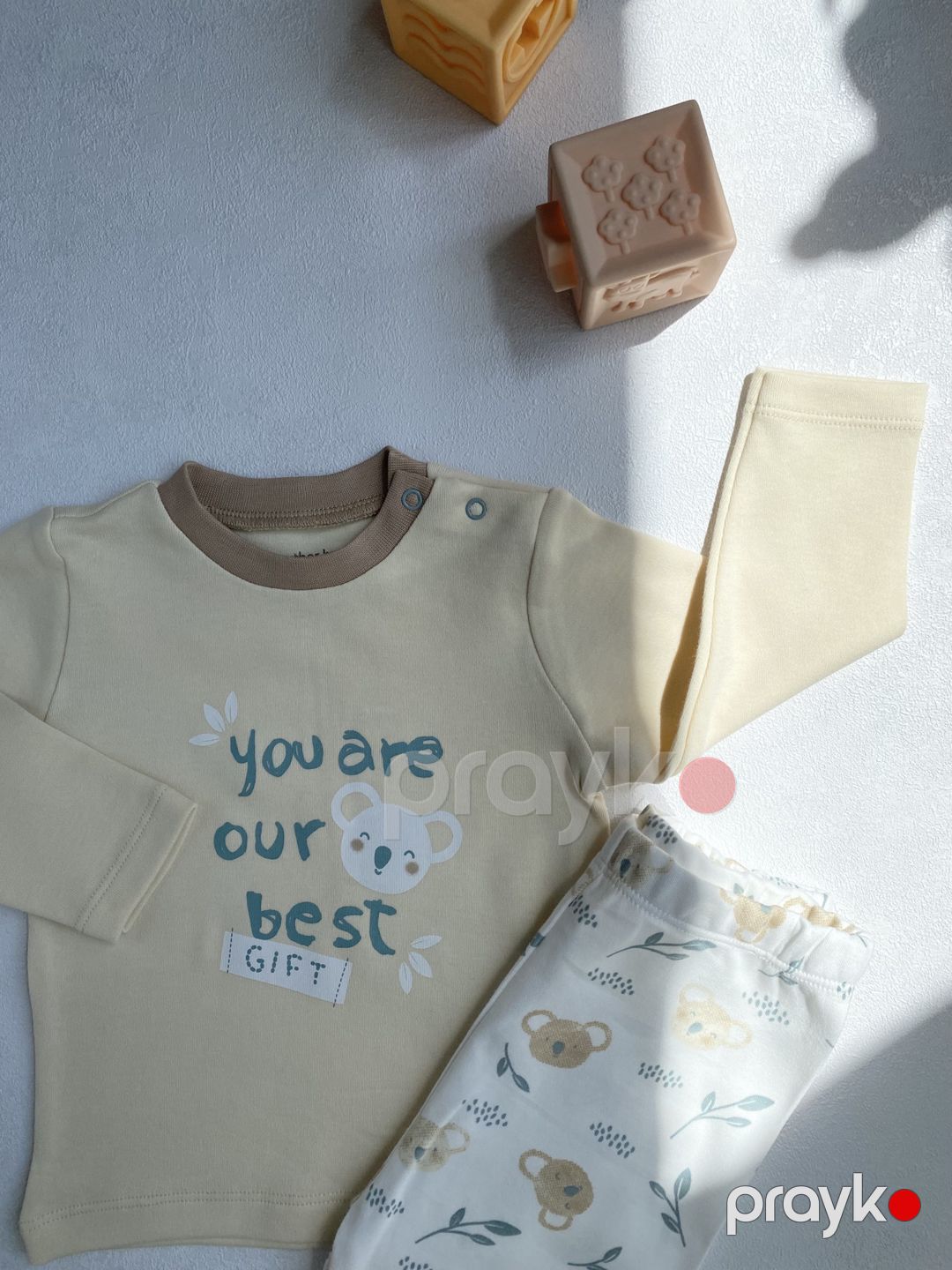 Şalvarlı pijama dəsti qızlar üçün RK44, qəhvəyi, pambıq, ölçü 18-24 ay — Mallar, Bakı (2)
