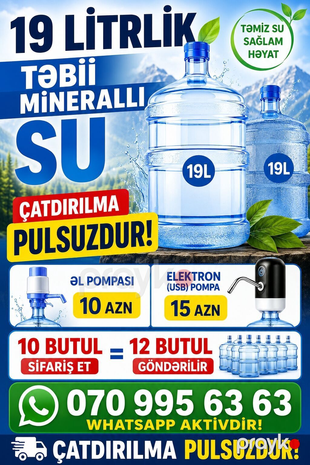 19 litrlik “Bir İçim Su” – evlərə, ofislərə və obyektlərə təmiz — Qida məhsulları, Masazır (6)