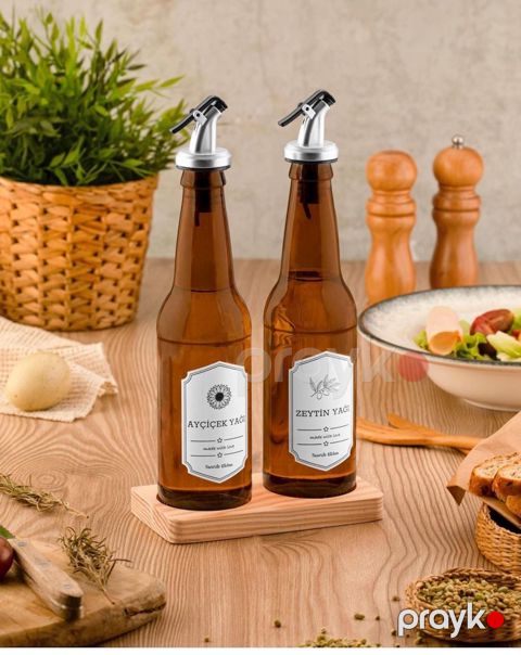 Yağ qabı dəsti HomeStore_HKL7, taxta/şüşə, 750 ml — Bakı