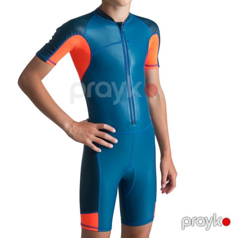 Uşaqlar üçün hidrokostyum Decathlon 4232402, göy/narıncı, ölçü 7-8 yaş — Bakı