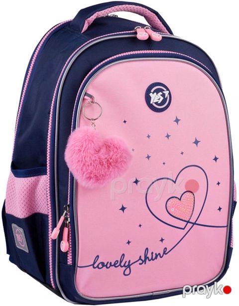 Məktəbli bel çantası Yes S-111 Bright Hearts, polyester, 38х29х18 sm, çəhrayı