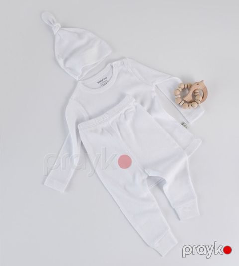 Oğlanlar üçün şalvarlı pijama dəsti BabyCosy CSYM21511, ağ, pambıq, ölçü 12-18 ay — Bakı