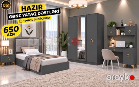 Oğlan və qız üçün, Yeni, Təknəfərlik çarpayı, Dolab, Termo, 2 tumba — Digah