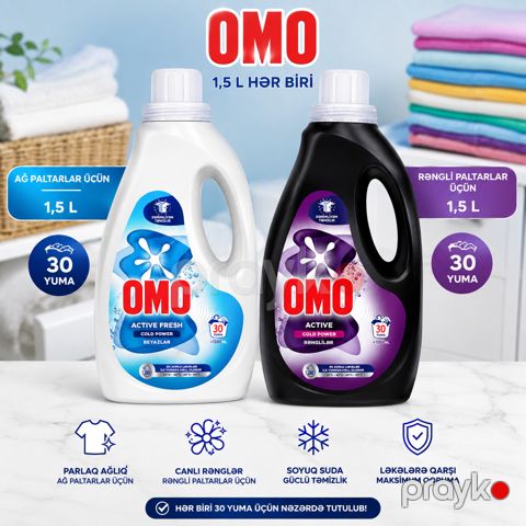 Yuma üçün gel dəsti Omo, ağ/qara paltarlar üçün, 1500 ml + 1500 ml — Bakı