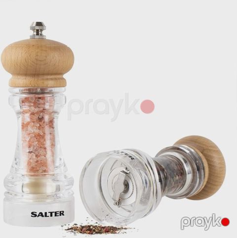 Dəyirman, duz və istiot üçün, akril gövdə, bambu qapaq, 14x7.1 sm — Bakı