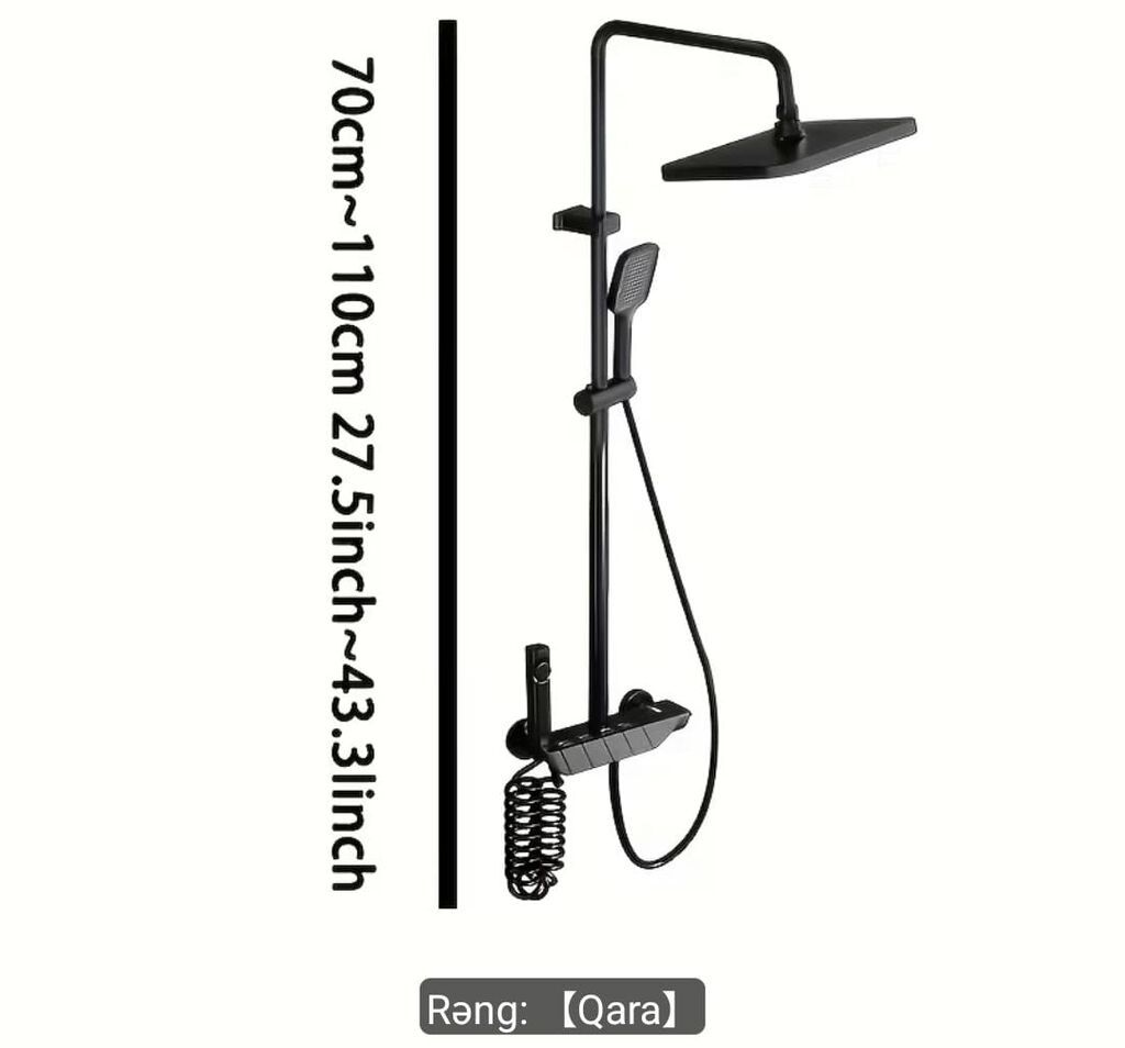 Premium MAT Qara DUŞ Sistemi - Müasir mat qara dizayn - “Piano key” — Kranlar və mıxaçlar, Bakı (3)