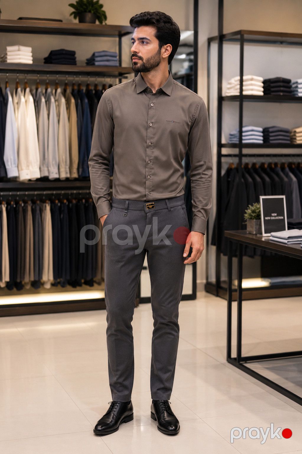 Uzunqol köynək kişilər üçün 2657640, qəhvəyi, pambıq, ölçü M — Mallar, Bakı (3)