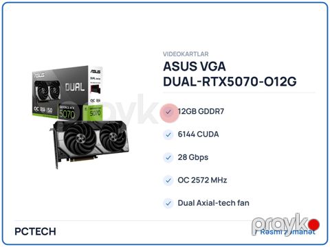 ASUS vga DUAL-RTX5070-O12G (90YV0M17-M0NA00) — Bakı
