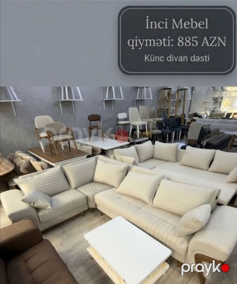 İnci Mebel – Künc divan dəsti Qiymət: 885 AZN (şəkildə göstərilib) — Bakı