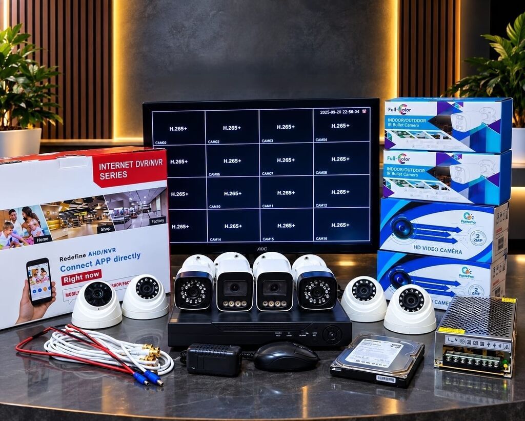 Monitor DVR 16 çixislidir Telefondan izləmə. 8 ədəd kamera. 4 ədəd çöl — Digər, Bakı