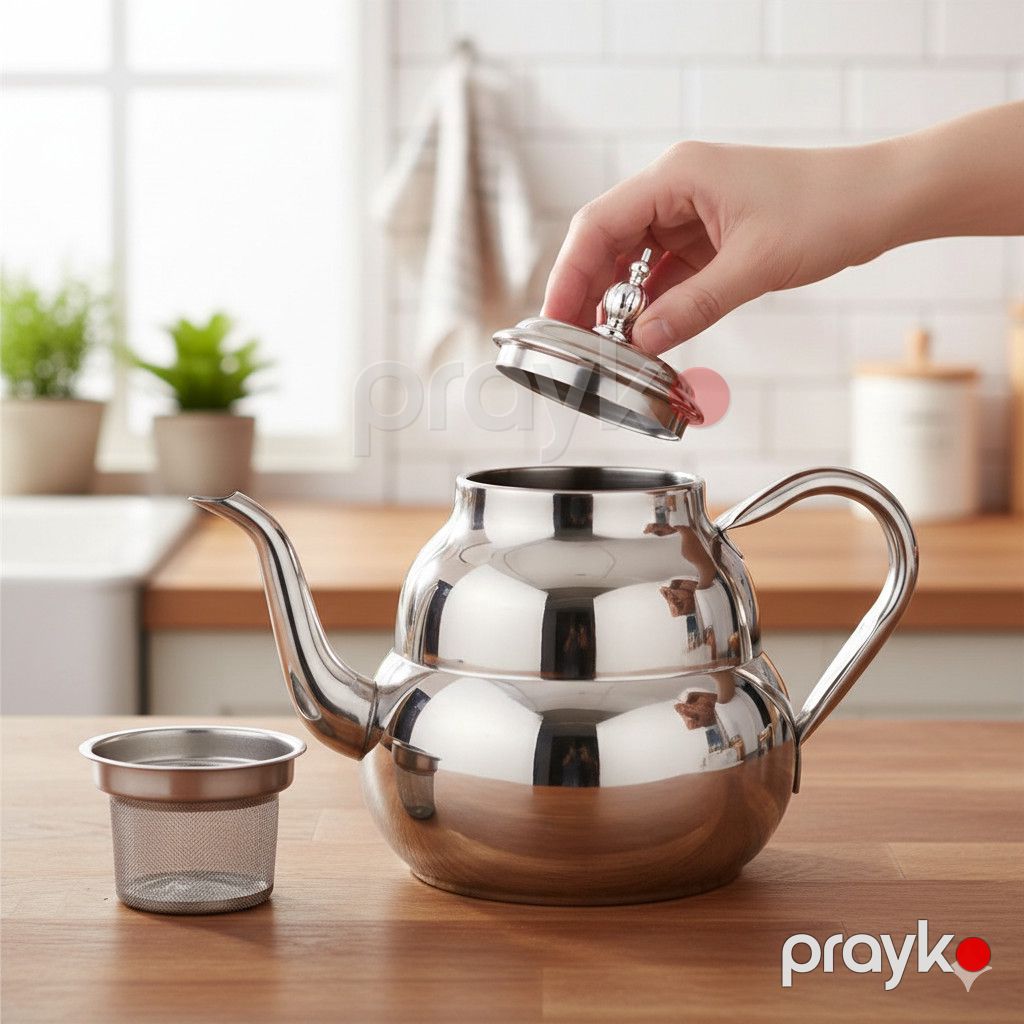 Dəmləmə çaydanı NS17, süzgəcli, paslanmayan polad, gümüşü, 1.5 L — Mallar, Bakı (3)