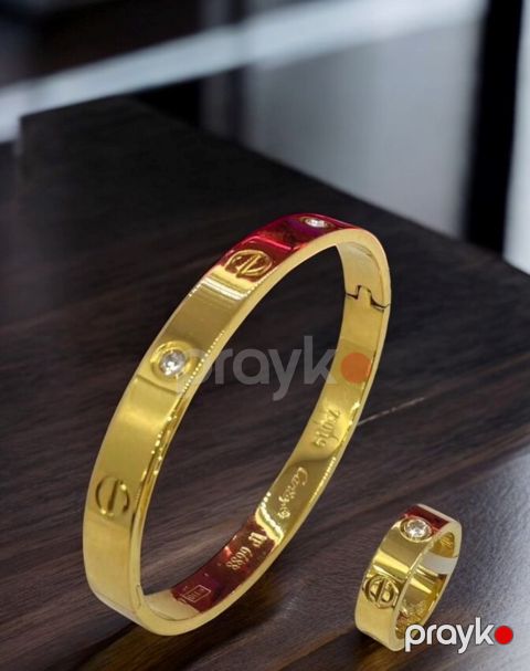 Qadın bijuteriya dəsti qolbaq və üzük TB-0468 Qızılı — Bakı
