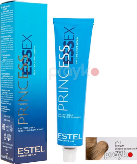 Saçlar üçün krem-boya Estel Professional Princess Essex 9/73 Zəncəfil sarışın bej-qızılı 60 ml — Bakı