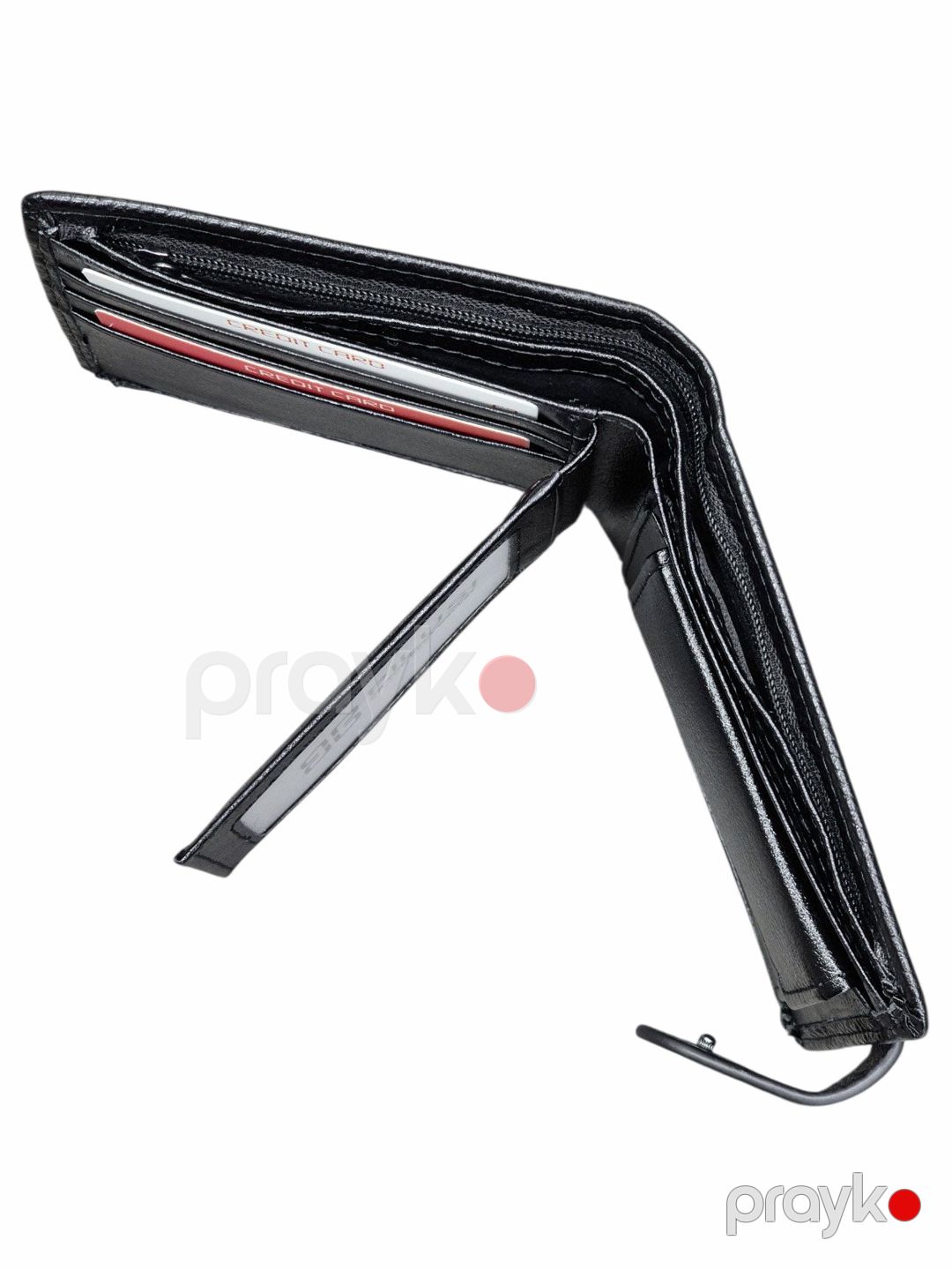 Kişilər üçün pulqabı, poliuretan, 11.5x9.5 sm, 7 kart bölməsi, Çin istehsalı, qara - Pilusi_208Plain_Black — Mallar, Bakı (3)
