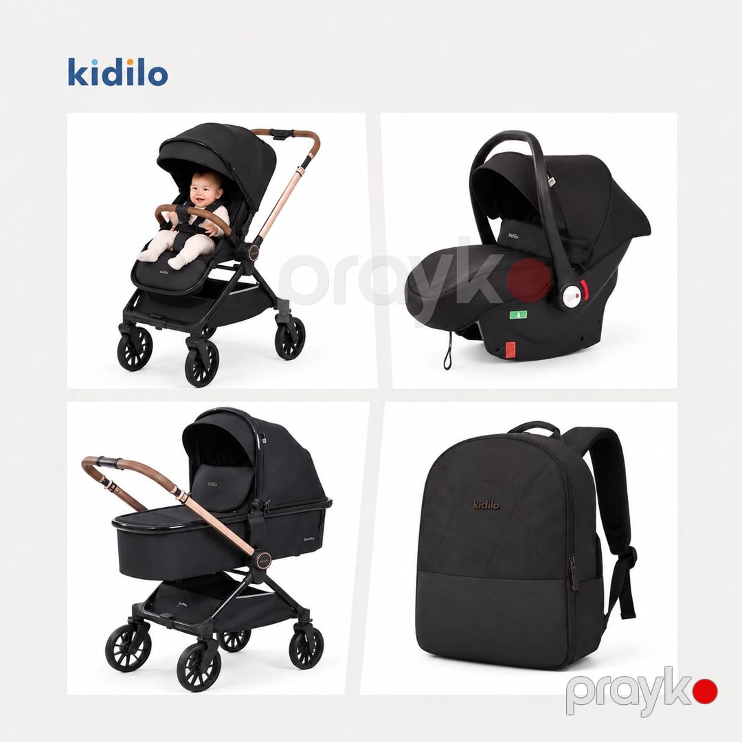 Uşaq arabası Kidilo KM-D900C (3in1), 0-3 yaş, qara — Mallar, Bakı (2)