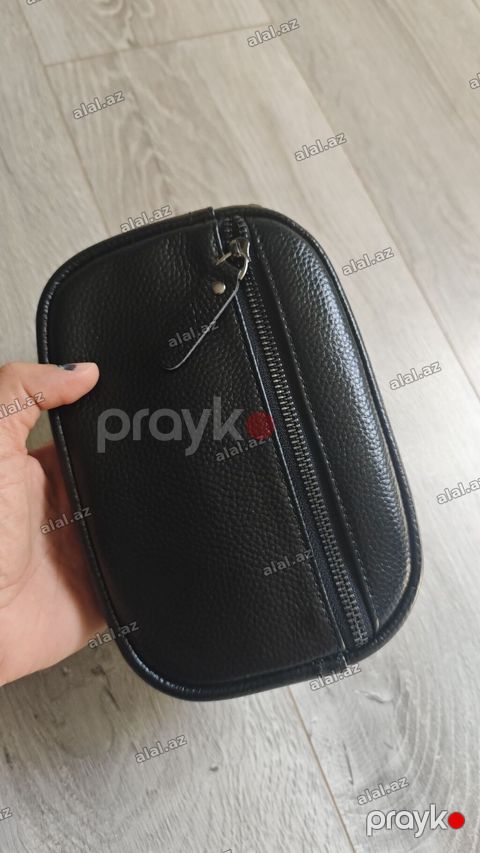 Kişilər üçün kiçik çiynə/çarpaz asılan çanta - Rəng: qara - Material — Sumqayıt