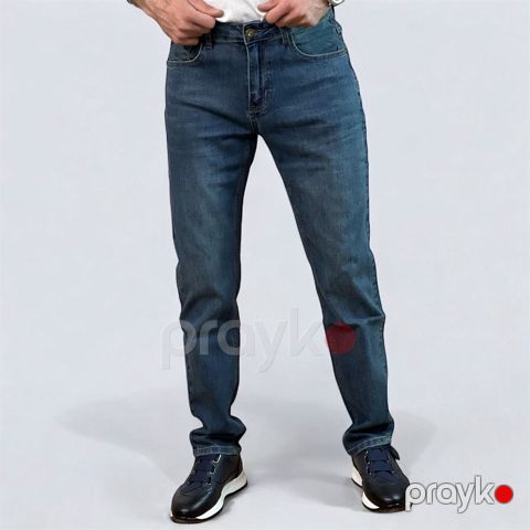 Kişilər üçün düz cins ML_1410, göy, pambıq, ölçü 30 — Bakı