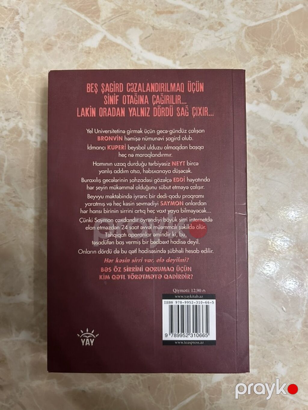 Məhsul: Kitab – “Bizdən biri yalan danışır” Müəllif: Karen M. McManus — Kitablar, Bakı (2)
