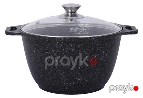Qazan Kukmara Мраморная kmt32a, qapaq ilə, alüminium, qara, 24 sm, 3 l — Bakı