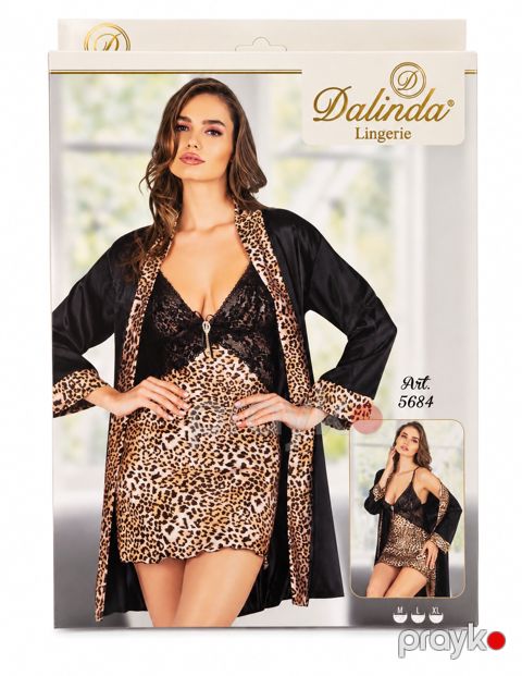 Kombinasiya və xalat dəsti Dalinda, qara/qəhvəyi, atlas, ölçü M — Bakı