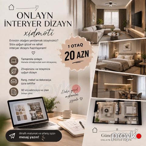 Onlayn interyer dizayn xidməti Evinizin otağını yeniləmək — Bakı