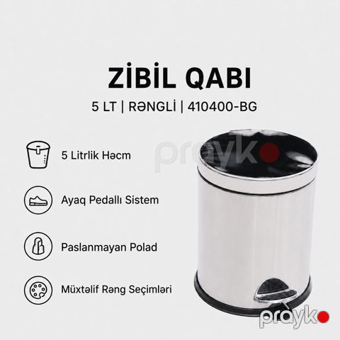 Zibil vedrəsi 9236, metal, 5 l — Bakı
