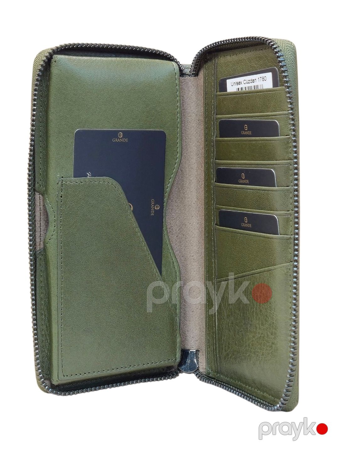 Uniseks dəri pul kisəsi, yaşıl - Grande_1780_Green — Mallar, Bakı (2)