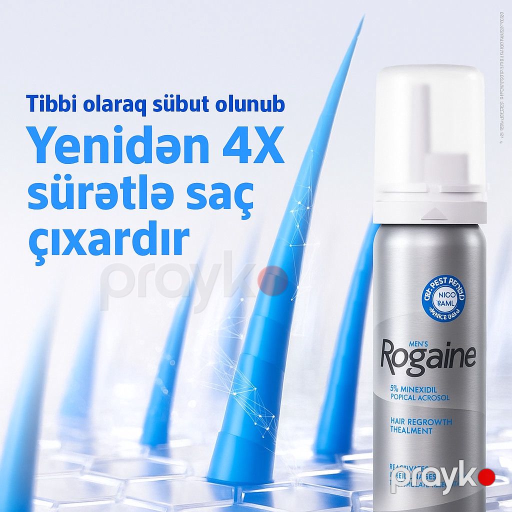 Kişilər üçün saç uzanmasının üçün köpük Rogaine Minoxidil 3 əd x 60 q — Mallar, Bakı (2)
