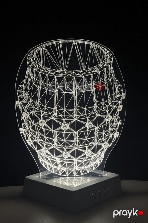 Masaüstü lampa 3D Akril, ağ rəng, 20x30 sm, çəllək-güldan - lightdekor001 — Bakı