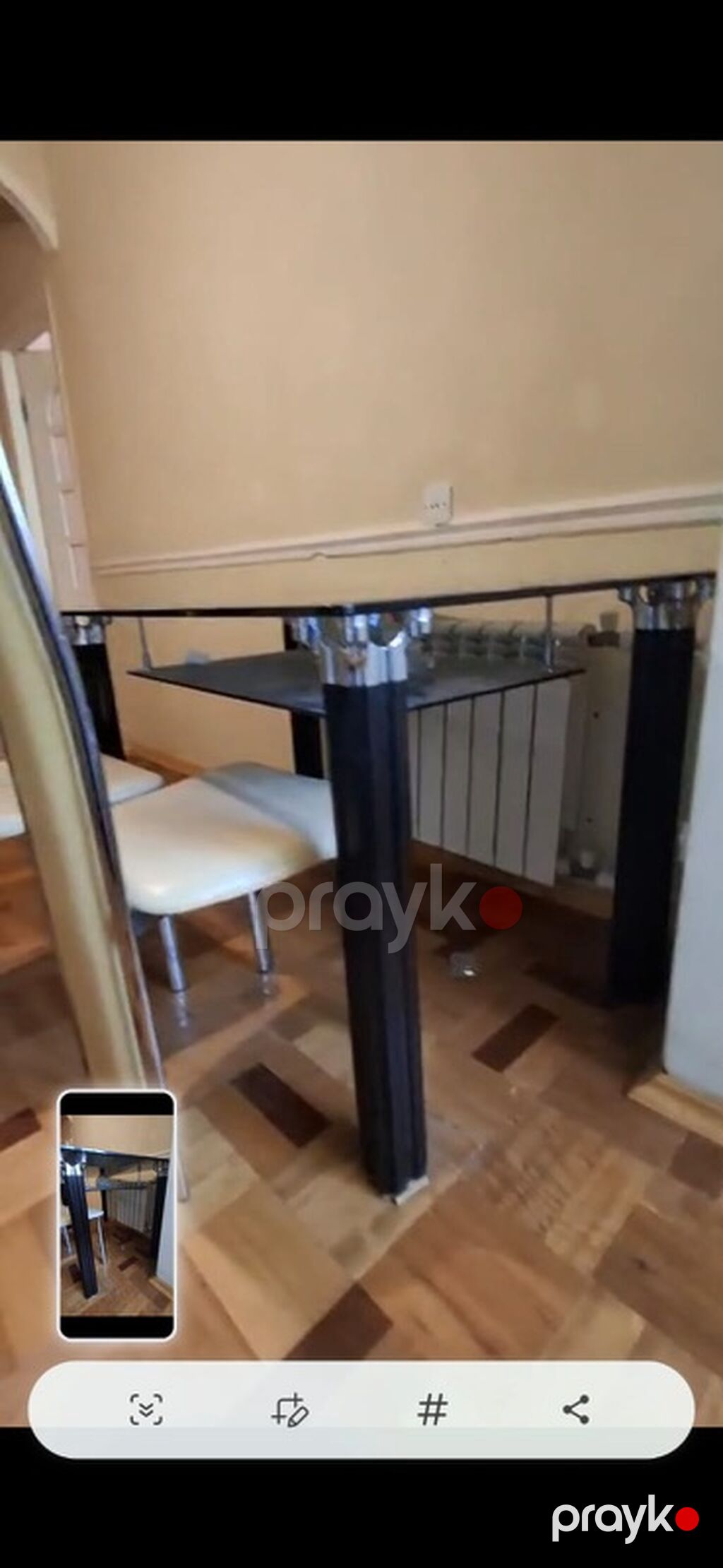 Şüşə üstlü yemək/çay masası+2 stul ilə. - Dizayn: Düzbucaqlı forma — Masalar, Bakı (3)