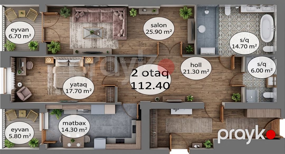 Satılır 2 otaqlı yeni tikili 112.4 m² — Mənzil, Bakı (2)