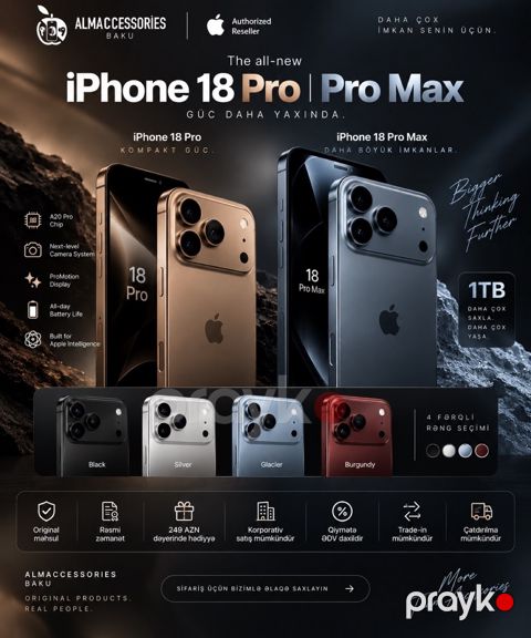 Apple iPhone 18 Pro Max Silver 1TB/12GB sifarişi — Bakı