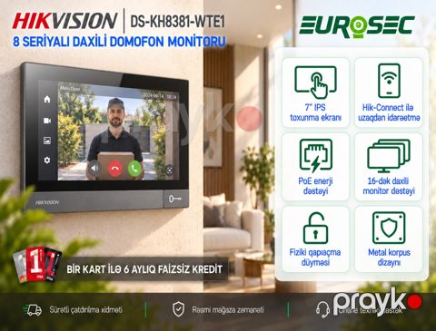 Ağıllı IP sensor ekranlı domofon "DS-KH8381-WTE1" — Bakı
