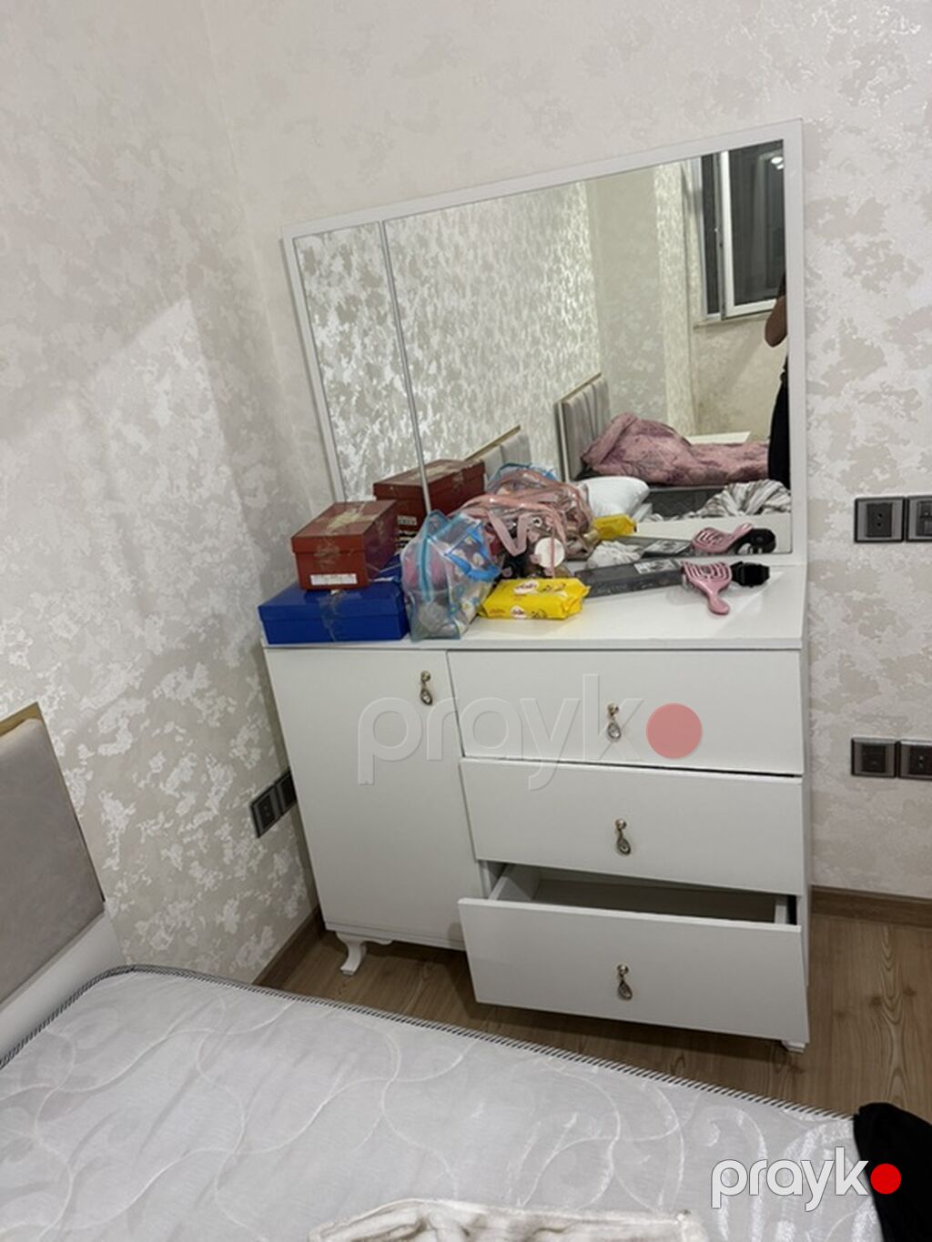 İşlənmiş, 4 qapılı, Güzgülü, Ağ, Açılan, Düz dolab — Şkaflar, Masazır (5)