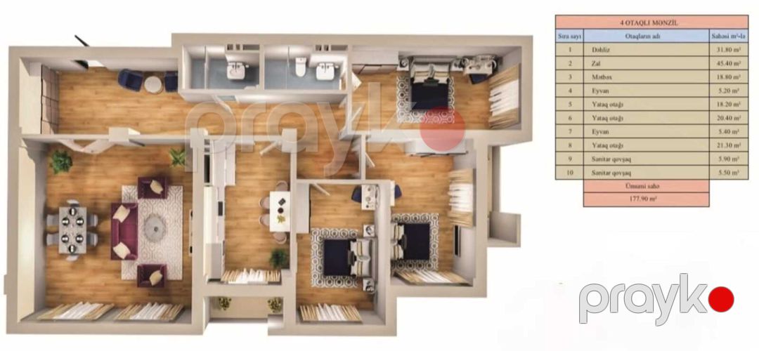 Satılır 4 otaqlı yeni tikili 178 m² — Mənzil, Bakı (2)